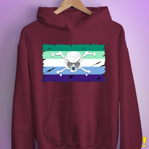 Gay Male Pride Pirate Flag Hoodie - Maroon